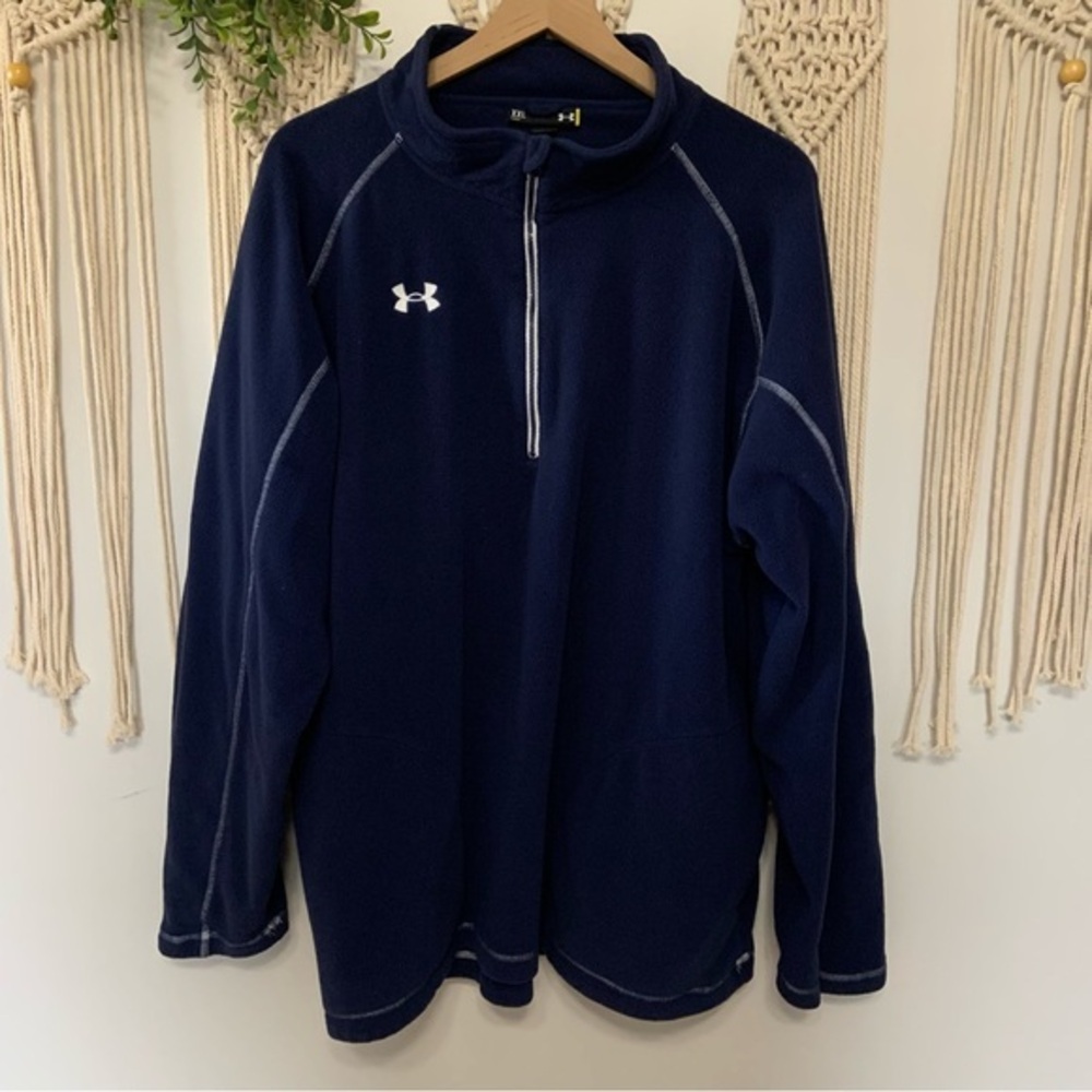 UNDER ARMOUR Men’s Loose 1/4 Zip Fleece Pullover Navy Blue Size‎ XXL